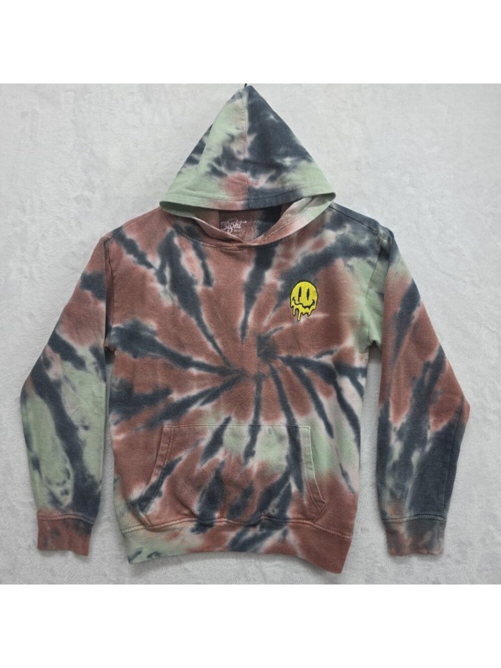Eighty Eight Brand Tie dye Graphic Hoodie Youth Size Large Melting Emoji Face